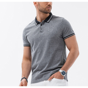 เสื้อโปโลแขนสั้นสำหรับผู้ชายเสื้อกอล์ฟแบบแห้งเร็วเสื้อโปโลระบายอากาศได้ดีผ้า100% คอตตอน - Product Image 1