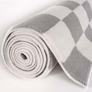 Modern Jute Rectangular Checkerboard <b>Rug</b> for Living Room Hallway <b>Bedside</b> - Product Image 6