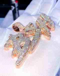 VVS Moissanite letra colgante Hip Hop corte redondo diamante estilo Iced Out Charm joyería colgante para hombres 925 plata esterlina - Product Image 2