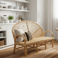 Banc en rotin pour l'extérieur, utilisation en salle à manger et à l'hôtel - Design minimaliste, confortable et durable, respectueux de l'environnement, utilisation dans le salon et au parc