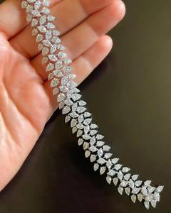 Moissanite Marquise & Pear Shape Diamond Bracelet White Sterling Silver Bracelet Customized Jewelry Anniversary Gift for Her - Product Image 1