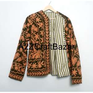 Wholesale <b>Women's</b> Unique Ethnic <b>Velvet</b> Design Boho Winter Short <b>Jacket</b> With Cotton Lining Hand Embroidered <b>Jackets</b> - Product Image 6