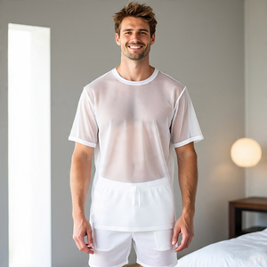 Men's See Transparent T <b>Shirts</b> & Shorts Sets Night Sexy Sets See Through T <b>Shirts</b> Men Short Sleeve TShirts Shorts Twin Sets Mens - Product Image 4