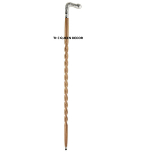 Mango polaco Último diseño Accesorios de senderismo Bastón de calidad premium Aluminio madera Marrón Color Plata - Product Image 1