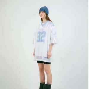 เสื้อเจอร์ซีย์สตรีทแวร์ทรงบ็อกซี่แบบครอป ผ้าตาข่ายคุณภาพสูง พิมพ์ลายเต็มตัว สไตล์อเมริกันเรโทร ฟุตบอล รับผลิตแบรนด์ส่วนตัว (Private Label) - Product Image 3