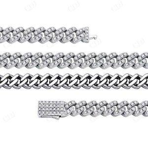 Round Cut VVS1 D Moissanite Sterling Silver Miami Cuban Link <b>Chain</b> Solid <b>Gold</b> <b>Plated</b> Fashion Hip Hop Iced Out Stylish <b>Men</b> <b>Chain</b> - Product Image 2