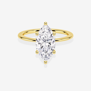 Classic <b>Solitaire</b> Engagement <b>Ring</b> with Marquise Cut Moissanite Diamond Handcrafted in Sterling <b>Silver</b> - Product Image 1