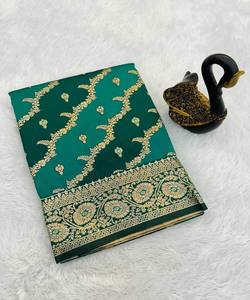 SAREE DE Tissage ZARI DORÉ EN SOIE BANARASI À LA MODE AVEC CHEMISIER INCOSÉ VÊTEMENT DE FESTIVAL PRIX DE GROS VÊTEMENT ETHNIQUE - Product Image 2