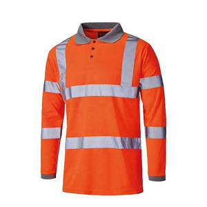 Hi Vis Reflective Polo Shirts High Visibility Safety Short Sleeve Polo Shirt with Black Bottom <b>Orange</b> Yellow Reflective T-Shirt - Product Image 3