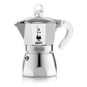 หม้อกาแฟโมก้าพอตอะลูมิเนียม Bialetti Dama 3 ถ้วย สีโครเมียมซาติน สำหรับใช้กับเตา - Product Image 1