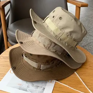 Topi memancing Logo kustom luar ruangan perlindungan Uv topi matahari tali ember topi untuk pria