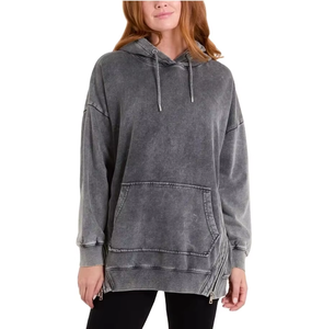 Sweat à capuche respirant lavé à l'acide pour femme respirant 100% coton Streetwear bas prix Vintage surdimensionné sweat à capuche lavé à l'acide - Product Image 1