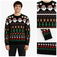 Suéter de punto para hombre FNJIA, jersey navideño con diseño de Papá Noel y renos, jersey feo de Navidad, ropa de punto para hombre, top cálido para las fiestas de invierno