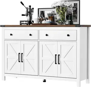 New Design Modern Sideboard Wood Storage Cabinet With Drawers And Shelves With White For Living Room Kitchen