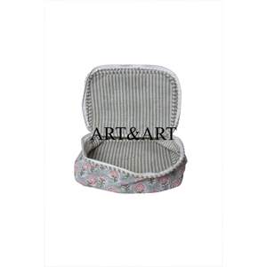 Set 3 <b>Quilted</b> Cotton Zipper Closure Handmade Indian Travel <b>Makeup</b> Pouch Eco-Friendly Block Printed Cosmetic <b>Bag</b> Birthday Gift - Product Image 2