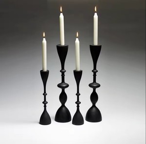 Soportes de velas de madera natural con Pilar de vela de madera de mango sólido decorativo hecho a mano de calidad premium verde - Product Image 3