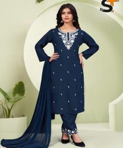 Tradicional Salwar Kameez paquistaní Boutique bordado elegante blanco largo elegante Formal cosido traje de boda de tres piezas - Product Image 6