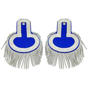 Épaulettes en tissu à coudre de haute qualité, avec franges cordonnées blanches et fil de bullion doré français, brodées à la main, avec aimant - Product Image 2