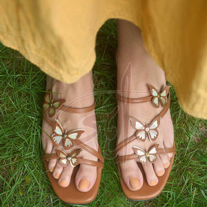 Brown Shade Adorable Laser Cut Faux Leather Upper Anti-Slippery Non-Slip Midsole Lightweight Comfortable <b>Slide</b> All Seasons High - Product Image 2