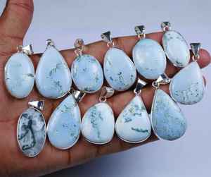 <b>Christmas</b> Sale Natural Rare Blue Opal High Polished Loose Cabochon Fashion Pendant Bezel Silver Plated Wholesale Manufactures - Product Image 5