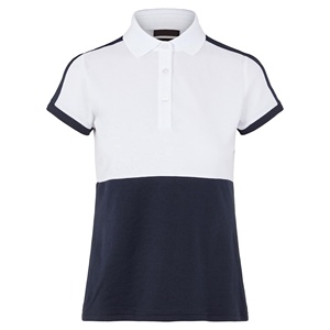 เสื้อโปโลแขนสั้นสีล้วนมีปกและกระเป๋าเสื้อกอล์ฟของผู้หญิงดีไซน์ตามสั่ง - Product Image 1