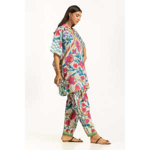 ชุดเซ็ตผ้าชีฟองหรูหราสไตล์โบฮีเมียนสำหรับผู้หญิง รุ่น IPST-55003 ลายดอกไม้ ชุด 2 ชิ้น คอเหลี่ยม ไซส์ XS สำหรับฤดูใบไม้ผลิ/ฤดูร้อน - Product Image 5