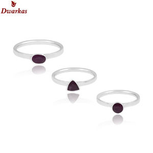 Top selling classic 925 sterling silver natural quartz green gemstone stackable birthstone rings - Product Image 5