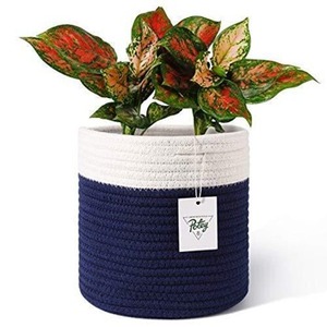 Panier de rangement et jardinières en coton tressé écologiques modernes avec un design flexible, forme circulaire, usage polyvalent - Product Image 2