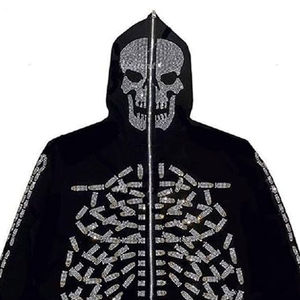 PromotionCustom Sun Faded Zipper French Terry Fonctionnel Acide Lavage 500gsm Hommes Zip up Rivet Heavyweight Strass À Capuche pour Hommes - Product Image 2