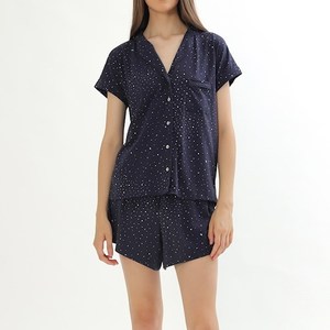 Women's Casual Style Button Front <b>Pyjamas</b> 100% Cotton with Soft Jersey Fabric Elastic Waist-ODM Supply <b>for</b> <b>Summer</b> Autumn Seasons - Product Image 1