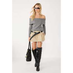 Suéter de Punto Crochet con Cuello de Lazo, Casual y Ajustado, 100% Acrílico - Product Image 3