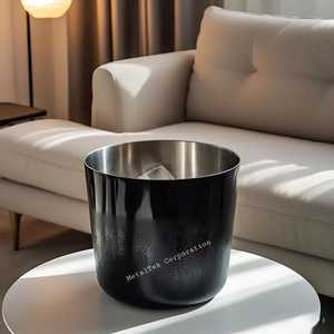 Cubo de hielo de una sola pared con recubrimiento de polvo negro, accesorios de Bar de Hotel de lujo para restaurantes domésticos, bañera de champán de acero inoxidable - Product Image 5