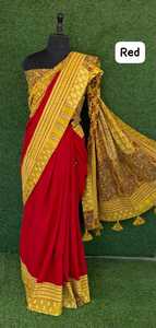 Alta calidad puro Mul algodón Saree hermoso espejo trabajo parche hecho a mano Tasles blusa hermoso Color hecho seda para fiestas - Product Image 6