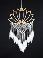 Atrapasueños hecho a mano para colgar en la pared, colgante de macramé con forma de loto, hecho a mano