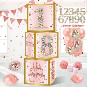 Dolce 16 ° compleanno decorazioni scatole per la ragazza sedici anni compleanno scatola di cartone rosa e oro rosa 16 ° festa decorazione - Product Image 2