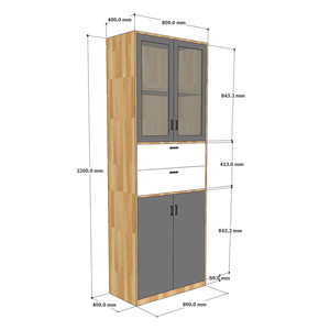 Modern Design THS68061 Natural Wood Glass-Door Filing Cabinet 80x40x220cm Lockable <b>Drawers</b> for Office <b>Workshop</b> and Gym - Product Image 4