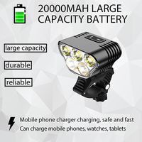 Phare de vélo 5000LM, 5 LED, batterie externe 20000mAh, 5 modes, étanche, en alliage d'aluminium, pour VTT, conduite de nuit