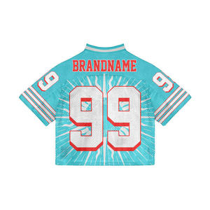 Maillot de football 7V7 unisexe surdimensionné en maille tricotée imprimée, col en V, coupe courte et carrée, grande taille, séchage rapide, respirant, 100% respirant - Product Image 4