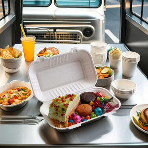 9x6 Récipient à emporter compostable écologique Boîte à lunch jetable Canne à sucre Bagasse Emballage vert pour boîtes de repas Hotdogs - Product Image 3