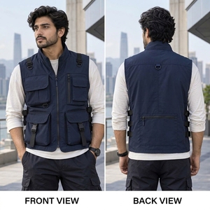 <b>Utility</b> <b>Vest</b> Designed With Strong Polyester Fabric Multiple Storage Pockets Comfortable Structure Adjustable Side Features - Product Image 6