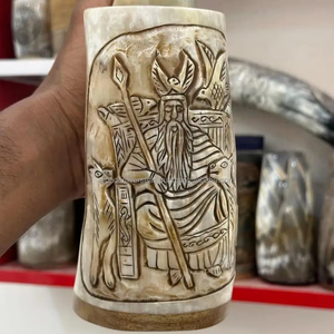 Ensemble de tasses à café avec corne à boire Viking artisanat taqi chope à boire fabriquée à la main corne de Viking pour hydromel et bière corne de Vikings - Product Image 1