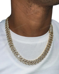 Collar de Cadena Cubana Chapada en Oro de 14K con Moissanita VVS de 3 Hileras, Completamente Engastada, Estilo Hip Hop para Hombre, Certificado GRA - Product Image 6