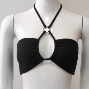 Conjunto de Bikini personalizable con logo y cinturón de malla con cordón bordado disponible letra Paisley 2 uds lavado liso teñido - Product Image 1