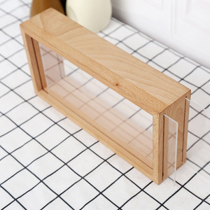 Marco de fotos hueco de flor seca de madera, Marco acrílico transparente creativo de doble cara - Product Image 3