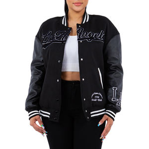 Nueva llegada chaqueta universitaria de manga de cuero nueva marca de alta calidad por encargo 2024 chaqueta de béisbol informal chaqueta de bombardero de retazos - Product Image 1