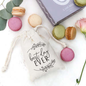 Best Day Ever Eco-Friendly Cotton Canvas <b>Wedding</b> Favor <b>Bags</b> 6-Pack Screen Printed with Custom Logo for Craft <b>Gift</b> Packaging - Product Image 2