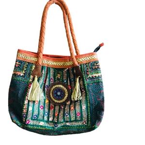 Bolso Banjara hecho a mano indio para mujer, bolso de hombro de algodón bordado Vintage de lujo personalizado para compras nocturnas, Material de tela - Product Image 4