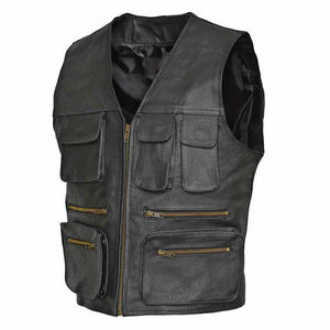 Gilet en cuir pour homme en peau de mouton véritable, style unique, chaud, coupe-vent, respirant, sans manches, idéal pour l'hiver et les activités de plein air - Product Image 5