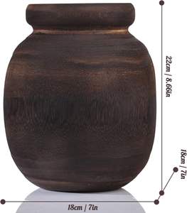 Jarrón de madera de granja para decoración del hogar, jarrones de madera rústica para decoración centro de mesa, jarrón de madera marrón negro, jarrones de madera para Decoración - Product Image 3