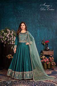 Vestido Anarkali de Seda Georgatte de Último Diseño para Mujer de FABZONE - Ropa Tradicional India de Alta Calidad - Product Image 4